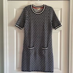 Boden Black and White Print Jacquard Dress - Size 8